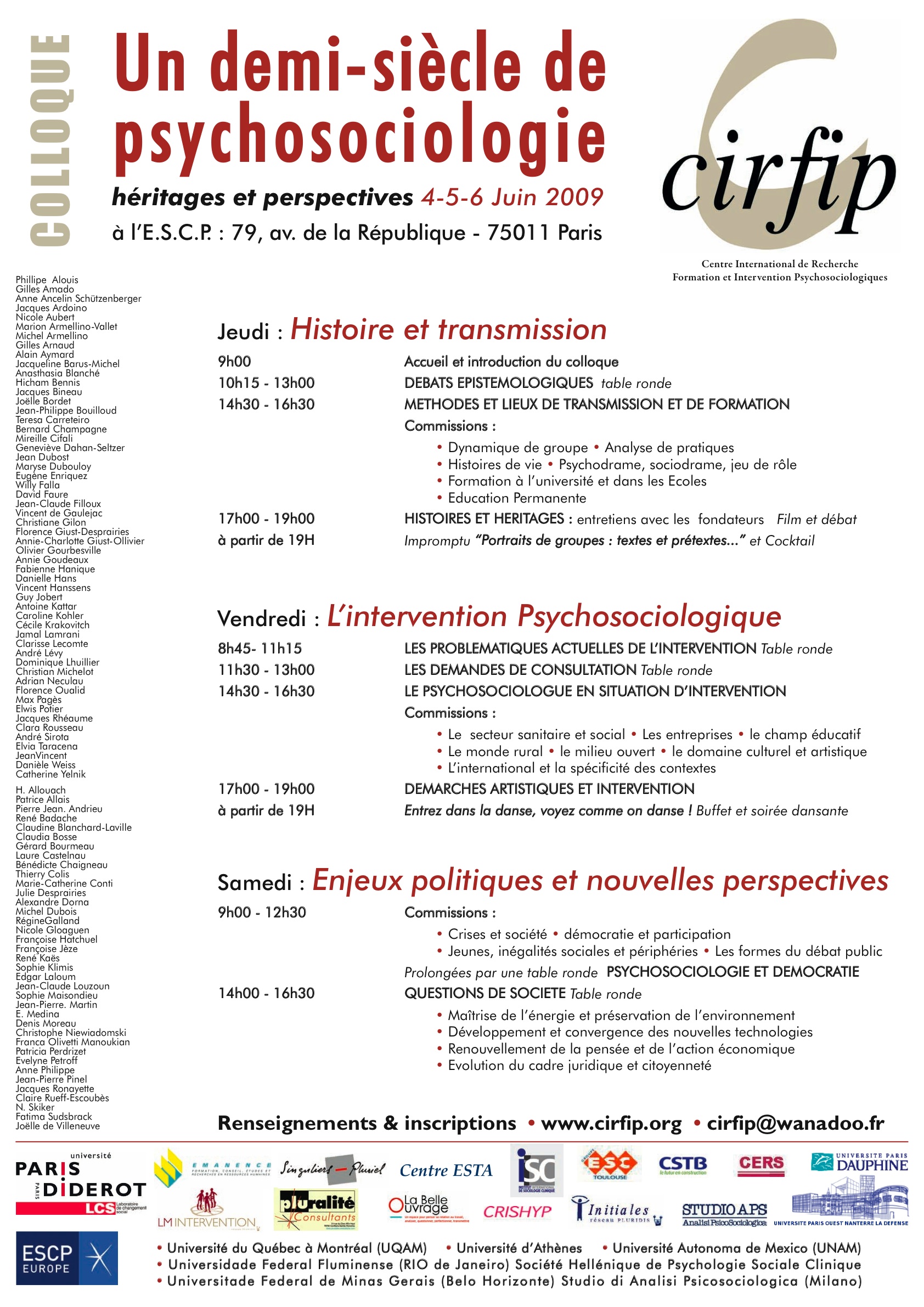 Affiche du Colloque "Un demi-siècle de Psychosociologie : Héritages et Perspectives"