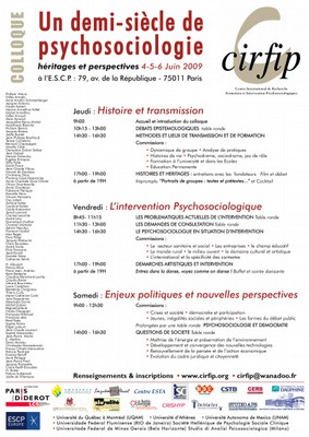Affiche du Colloque "Un demi-siècle de Psychosociologie : Héritages et Perspectives"